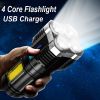 Multi-function LED Display Flashlight; 4-Mode Brightness Adjustment For Outdoor Emergency Use - Black