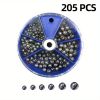 106/205pcs Round Split Shot Weights Set; Removable Split Shot Dispenser; Fishing Weights Sinkers; Fishing Tackle Accessories - Red-106pcs