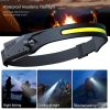 COB LED Induction Riding Headlamp Flashlight USB Rechargeable Waterproof Camping Headlight With All Perspectives Hunting Light - 2PCBlack - USB