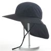 Wide Brim Sun Screen Hat With Neck Flap; Adjustable Waterproof Quick-drying Outdoor Hiking Fishing Cap For Men Women - Dark Gray