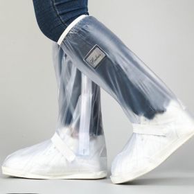 Black Waterproof Rain Boot; Shoe Cover With Reflector; High Top Clear Shoes Dust Covers For Motorcycle Bike - White - XL