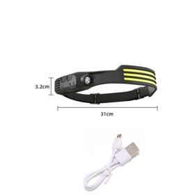 Built-in Battery Sensor Headlamp COB LED USB Rechargeable Headlamp With 5 Lighting Modes - Three Light Strips