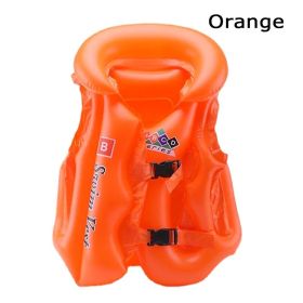 1pc Inflatable Floating Life Vest; Life Jacket For Swimming Pool Beach Kids Children - Orange