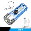 1pc Mini Portable LED Flashlight With Keychain; USB Charging Warning Light For Outdoor Camping Emergency - Green
