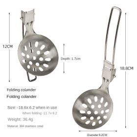 Outdoor folding frying spatula camping portable 304 stainless steel rice spatula barbecue picnic tableware hiking travel funnel - Stainless steel funn